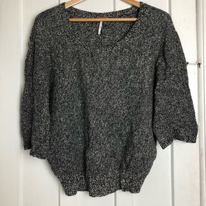 Free People Marled Black/White\Gray Sweater